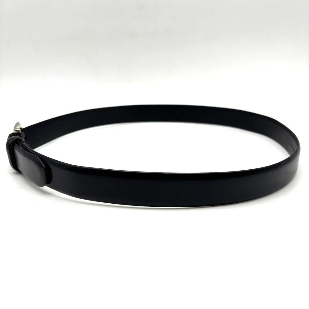 Vintage 90s Y2K CHAPS Ralph Lauren Black Leather Brass Buckle Dress Belt 36